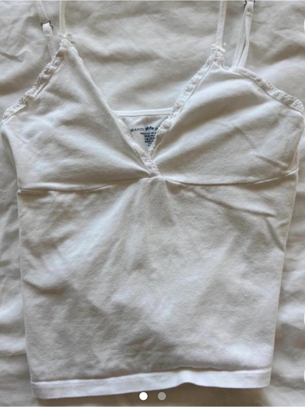 Brandy Melville White Lace-Trim Cami Tank